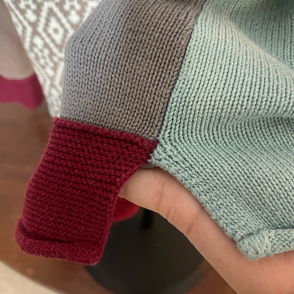 VTG Multicolor Patchwork Cowlneck Tunic Sweater C… - image 9